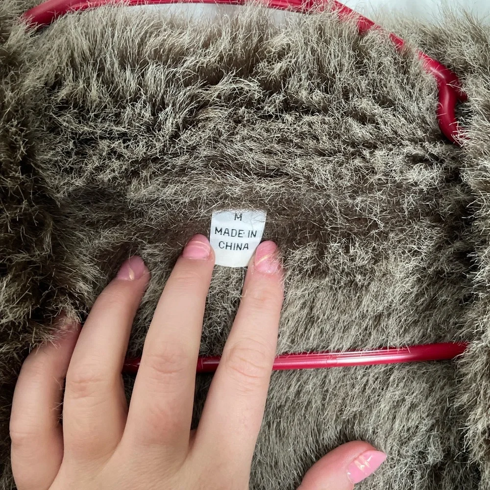 VINTAGE MARVIN RICHARDS Cozy Brown Teddy Jacket with Faux Fur Trim - Picture 4 of 8